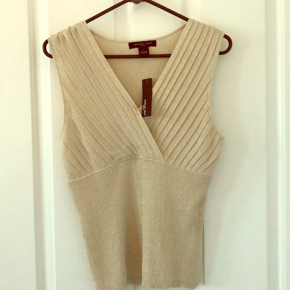 Women’s gold sleeveless dress shirt